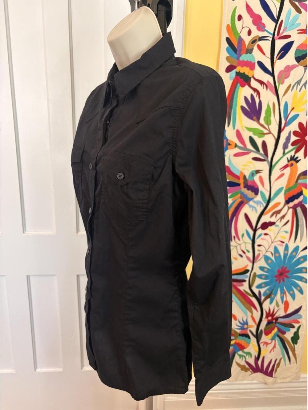Wrangler Retro Black Button Up Shirt Women's Medium - Picture 3 of 6